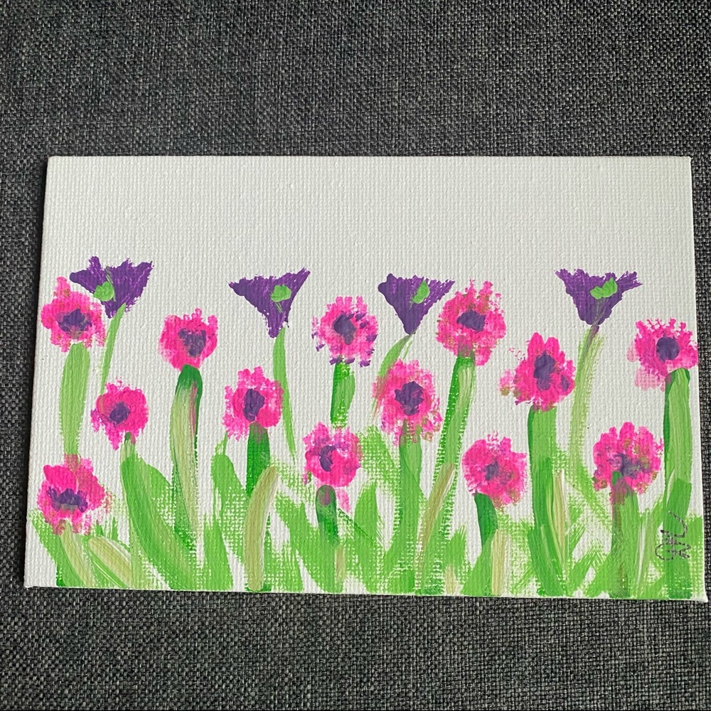 Original Spring  Pop of Color acrylic painting 4 x 6